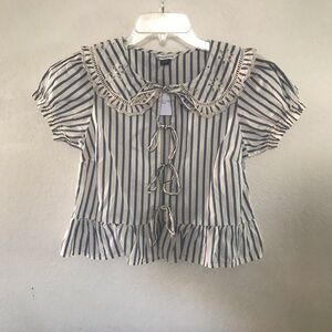 American Eagle Outfitters Blue and White Striped Blouse